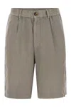 Brunello Cucinelli Bermuda Shorts In Light Délavé Linen Canvas