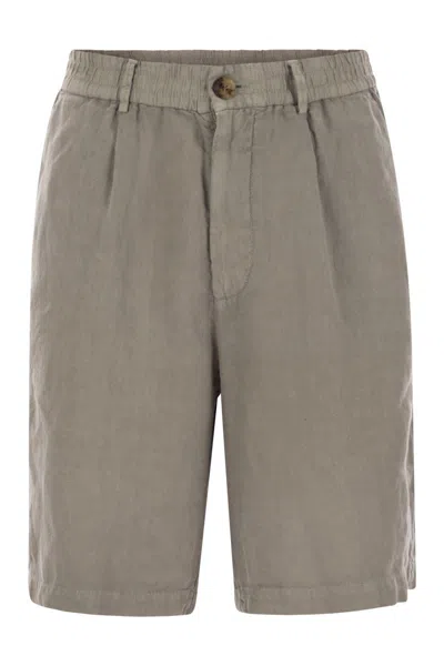 BRUNELLO CUCINELLI BRUNELLO CUCINELLI BERMUDA SHORTS IN LIGHT DÉLAVÉ LINEN CANVAS