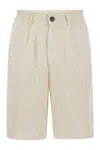 Brunello Cucinelli Classic Bermuda Shorts In Lightweight Linen Canvas In White
