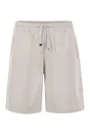 Brunello Cucinelli Relaxed Fit Bermuda Shorts With Piping In Pearl