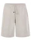 Brunello Cucinelli Relaxed Fit Bermuda Shorts With Piping In Pearl