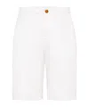 Brunello Cucinelli Men Garment-dyed Bermuda Shorts In Twisted Cotton Gabardine In White