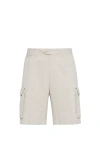 Brunello Cucinelli Cargo Bermuda In Cool Beige