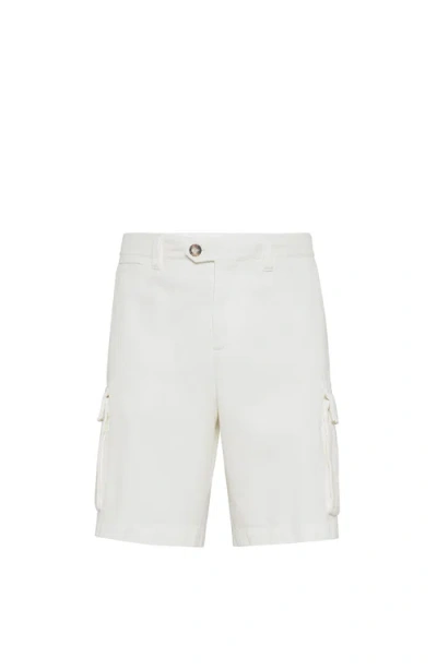 Brunello Cucinelli Bermuda Shorts With Cargo Pockets In White