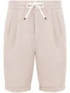 Brunello Cucinelli Relaxed-fit Linen Shorts With Adjustable Drawstring Waist In Neutral