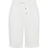 Brunello Cucinelli Garment Dyed Linen Gabardine Bermuda Shorts With Drawstring And Darts In White