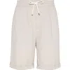 Brunello Cucinelli Linen Drawstring Bermuda Shorts In Yuta
