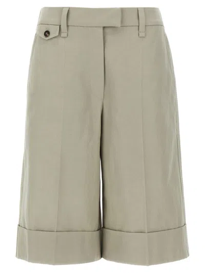 Brunello Cucinelli Bermuda Shorts With Monile Detail In Neutral