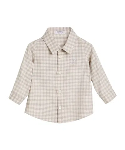 BRUNELLO CUCINELLI BERNIE BABY GINGHAM-CHECK SHIRT