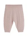 Brunello Cucinelli Bernie Cable-knit Cashmere Trousers In Pink