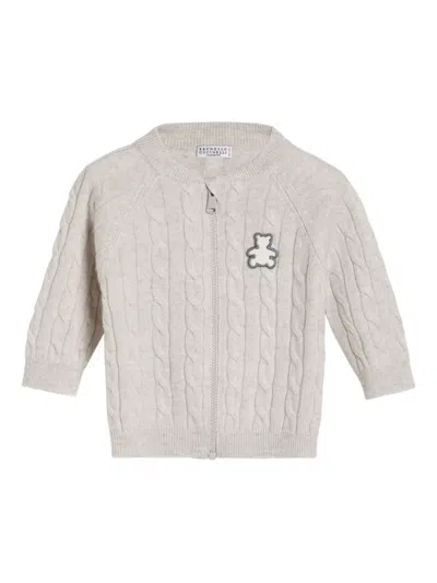 Brunello Cucinelli Babies' Bernie Cardigan In Gray