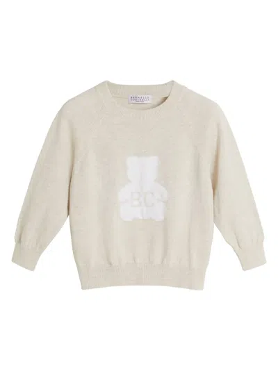 Brunello Cucinelli Babies' Bernie Cashmere Jumper In Neutrals