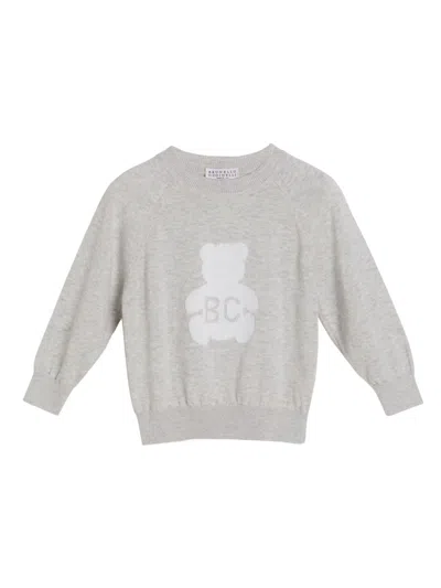 Brunello Cucinelli Babies' Bernie-intarsia Cotton Jumper In Grey