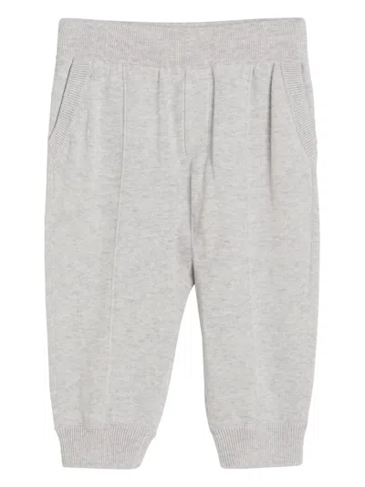 Brunello Cucinelli Babies' Bernie-intarsia Cotton Trousers In Grey
