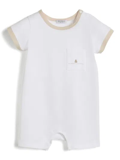 Brunello Cucinelli Babies' Bernie Romper Set In White