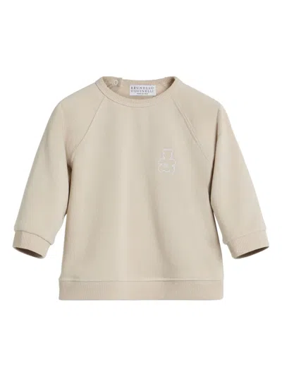 Brunello Cucinelli Babies' Bernie Sweatshirt In Neutrals