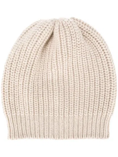 BRUNELLO CUCINELLI CASHMERE AND SILK DIAMOND YARN KNIT BEANIE