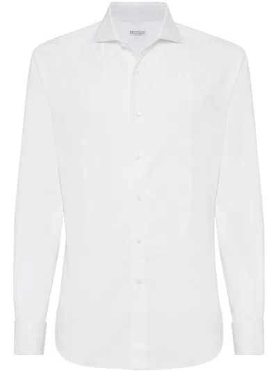 Brunello Cucinelli Long-sleeve Cotton Shirt In White