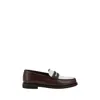 Brunello Cucinelli Brown Loafers With Monile Detail And Chain In Leather Woman In Multi
