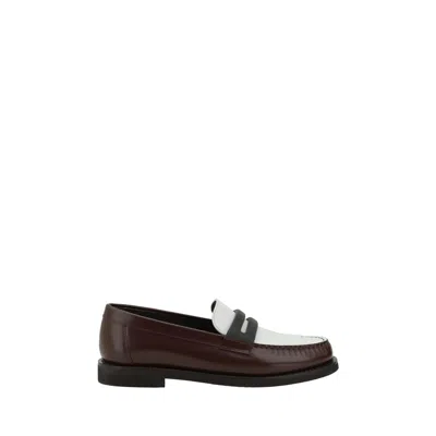 Brunello Cucinelli Bead-detailed Leather Loafers In Brown