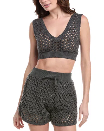 Brunello Cucinelli Bicolor Cotton Shorts In Gray