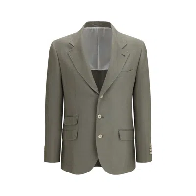 Brunello Cucinelli Bicolor Silk Coat In Green