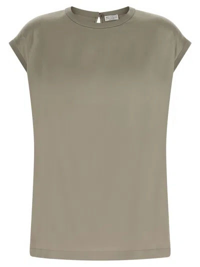 Brunello Cucinelli Bicolor Silk Women's Blouse In Multi