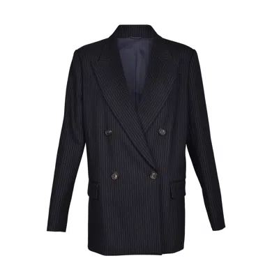 Brunello Cucinelli Bicolor Wool Blazer In Black