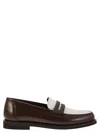 Brunello Cucinelli Brown Loafers With Monile Detail And Chain In Leather Woman In Castagno