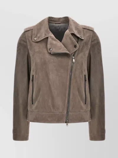 BRUNELLO CUCINELLI BIKER JACKET IN SUEDE