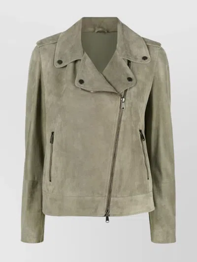 BRUNELLO CUCINELLI BIKER JACKET IN SUEDE LEATHER