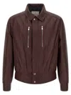 Brunello Cucinelli Biker Nappa Texture Puffer Jackets Bordeaux In Brown