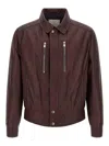 Brunello Cucinelli Biker Nappa Texture Puffer Jackets Bordeaux In Brown