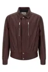 Brunello Cucinelli Biker Nappa Texture Puffer Jackets Bordeaux In Burgundy