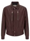 Brunello Cucinelli Biker Nappa Texture Puffer Jackets Bordeaux In Burgundy