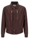Brunello Cucinelli Biker Nappa Texture Puffer Jackets Bordeaux In Burgundy