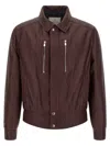 Brunello Cucinelli Biker Nappa Texture Puffer Jackets Bordeaux In Burgundy