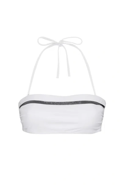 Brunello Cucinelli Bikini Bandeau Top With Monili In White