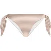 Brunello Cucinelli Striped Techno Jersey Bikini Bottoms In Brown