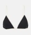 Brunello Cucinelli Techno Jersey Monili-trim Bikini Top In Schwarz