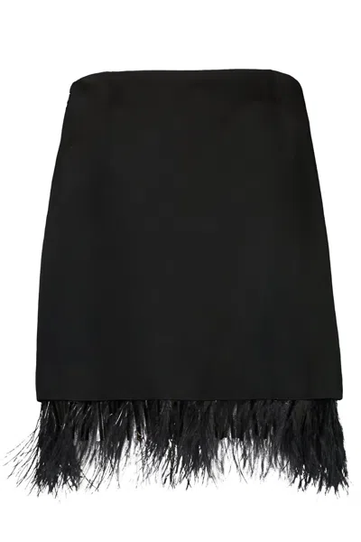 Brunello Cucinelli Feather-trim Mini Skirt In Black