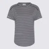 Brunello Cucinelli Blue Striped Jersey T-shirt In Beige