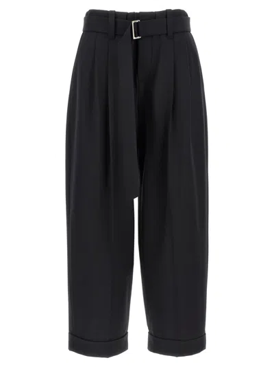 BRUNELLO CUCINELLI BLACK BELT WOOL PANTS