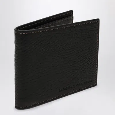 BRUNELLO CUCINELLI BLACK BI-FOLD CARDHOLDER IN LEATHER