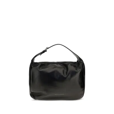 Brunello Cucinelli Black Calf Leather Bos Taurus Shoulder Bag