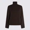 Brunello Cucinelli Ribbed Cashmere Turtleneck Sweater With Long Sleeves In Brown