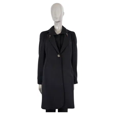 Pre-owned Brunello Cucinelli Black Cashmere Rib Knit Collar Coat Jacket M