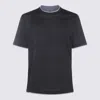 BRUNELLO CUCINELLI BLACK COTTON AND SILK T-SHIRT