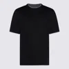 BRUNELLO CUCINELLI BLACK COTTON AND SILK T-SHIRT