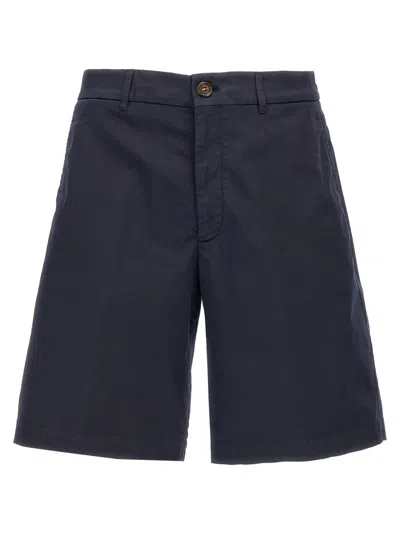 Brunello Cucinelli Black Cotton Bermuda Shorts In Blue